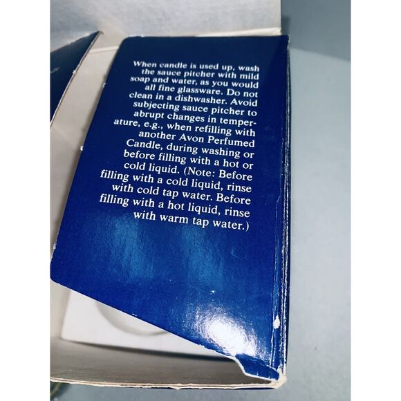 Avon Fostoria Blue The Mount Vernon Sauce Pitcher Candle Holder w Scented Candle - Picture 12 of 12